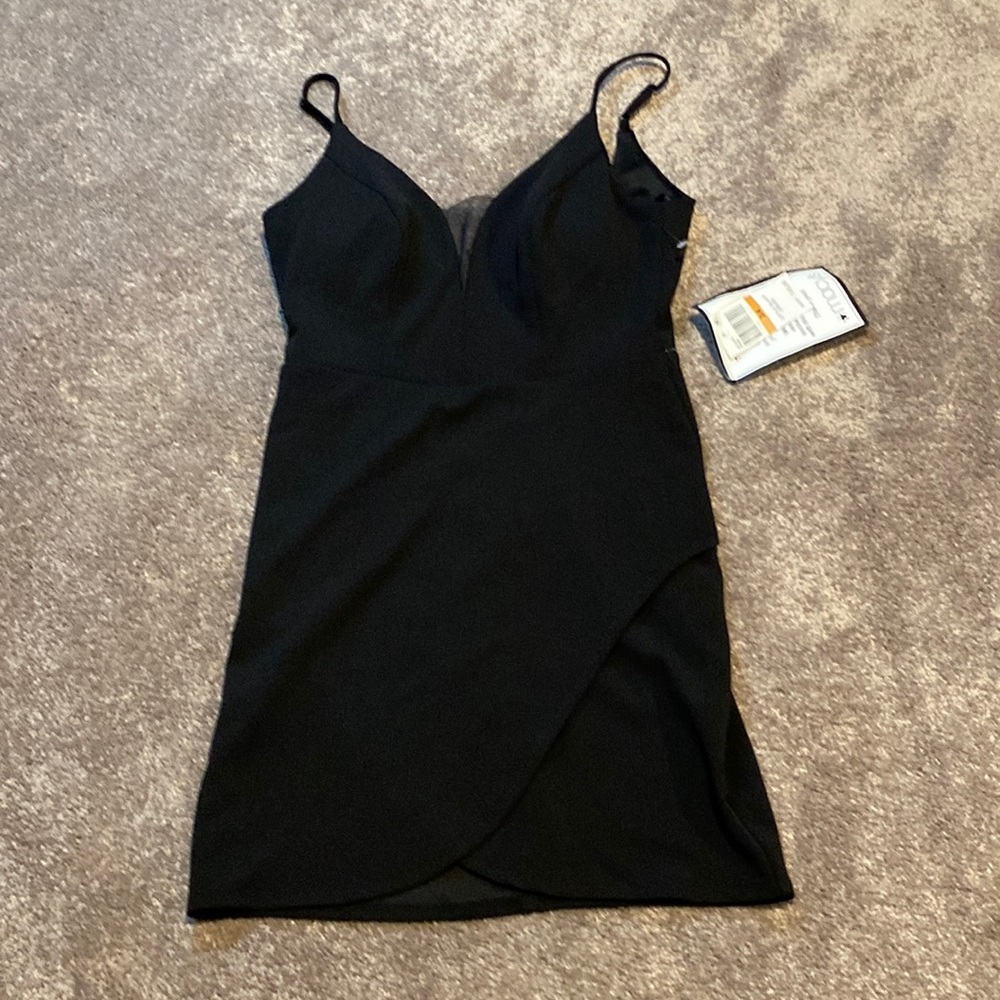 NWT B. Darlin Black Mini Dress Spaghetti Strap Bodycon Party SIZE 3/4